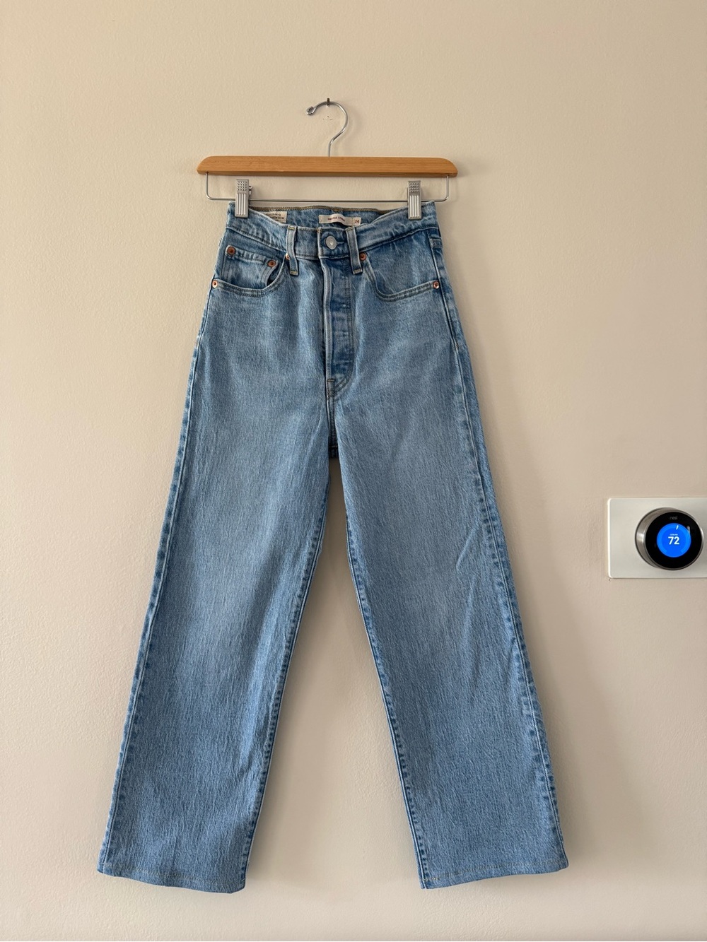Levi's Light Blue Ribcage High Rise Straight Leg Jeans